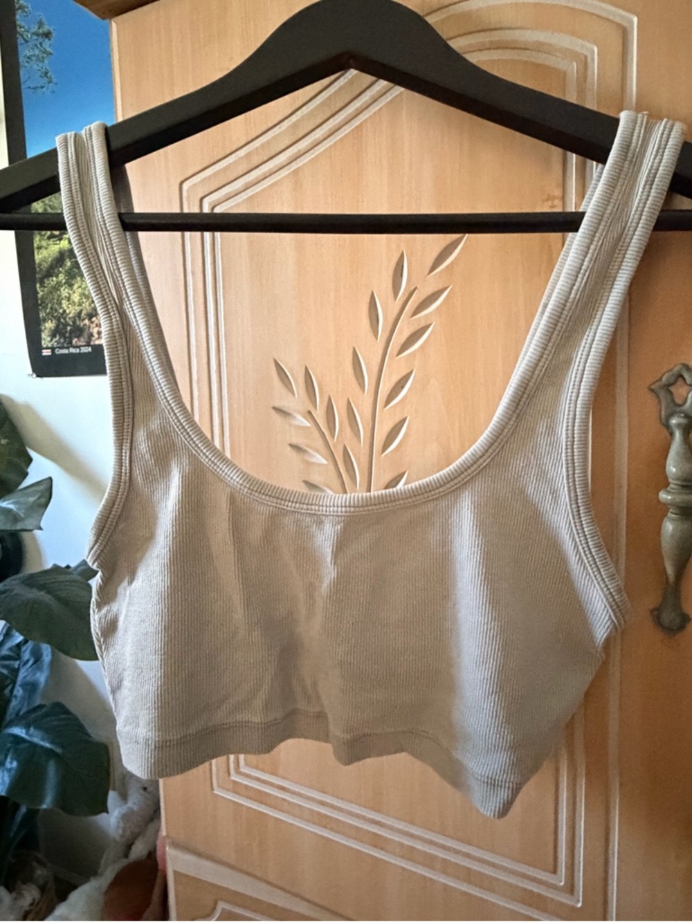 Zara Washed Green Ribbed Tank Top